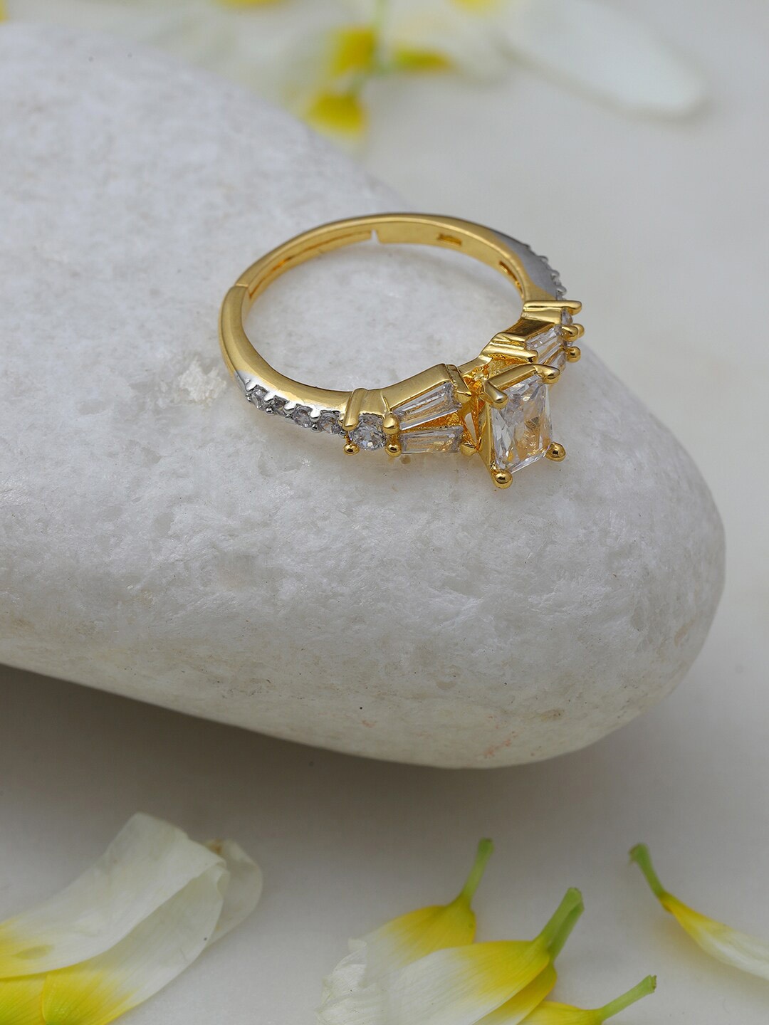 

RITU SINGH Gold-Plated American Diamond Studded Finger Ring