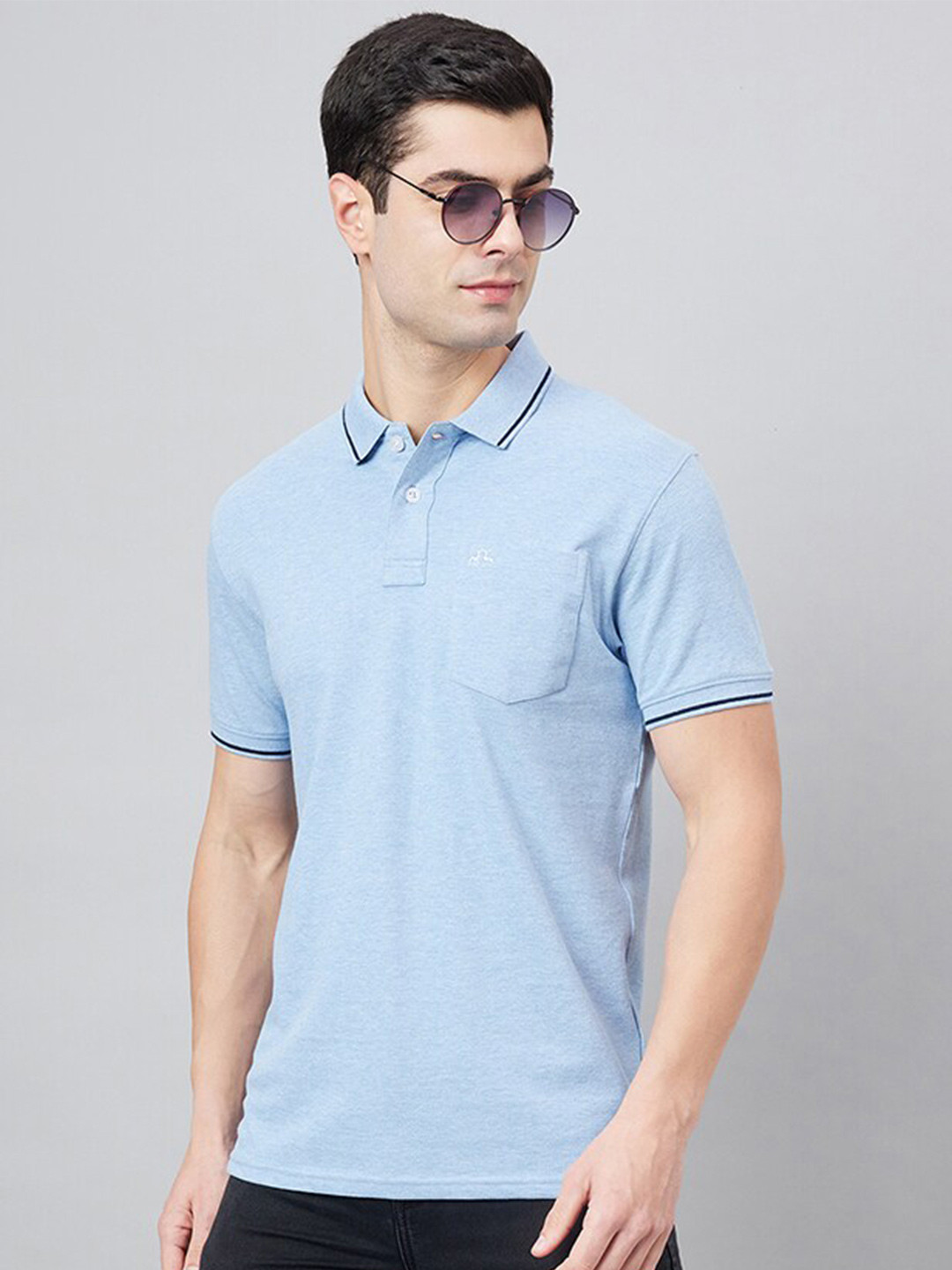 

98 Degree North Polo Collar Cotton T-shirt, Blue