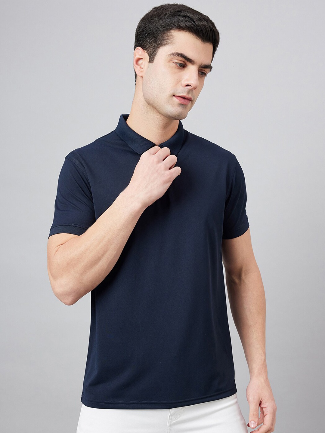 

98 Degree North Polo Collar Cotton T-shirt, Navy blue