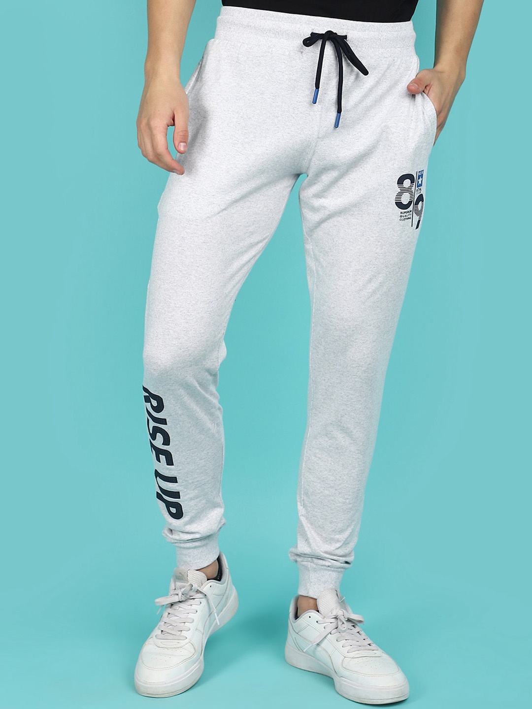 

V-Mart Men Printed Mid Rise Joggers, Grey