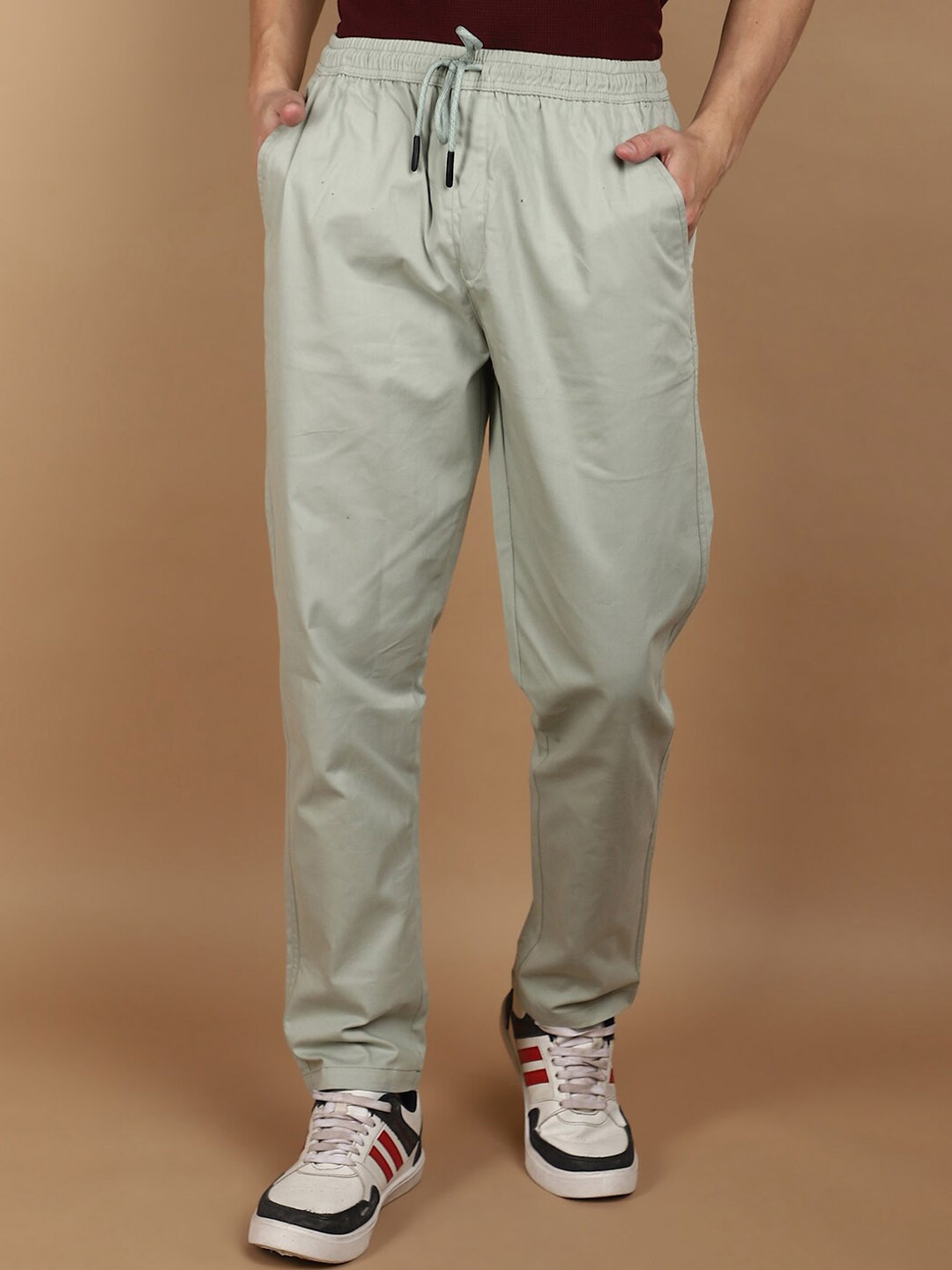 

V-Mart Men Cotton Mid-Rise Track Pant, Green
