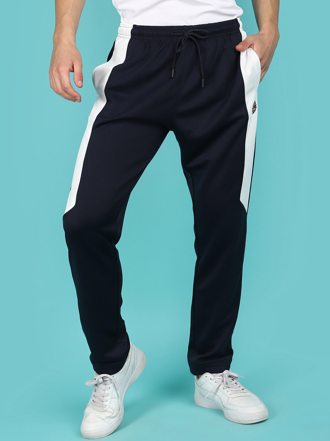 

V-Mart Men Colourblocked Track Pants, Blue