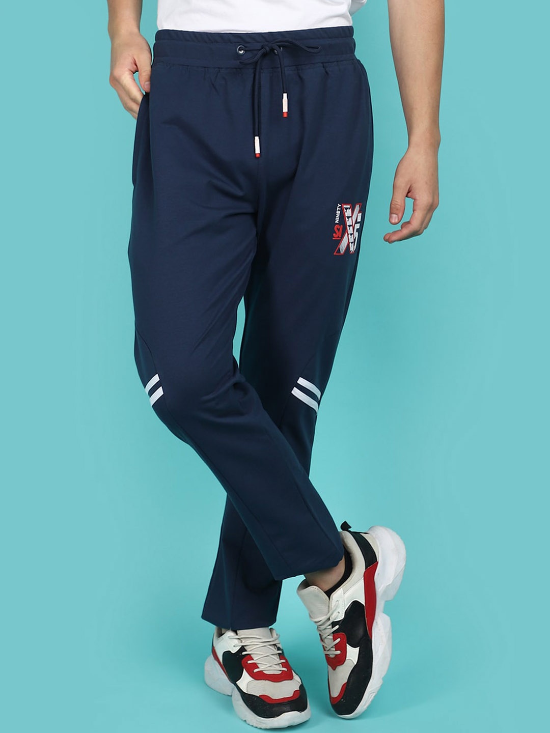 

V-Mart Men Mid Rise Cotton Track Pant, Blue