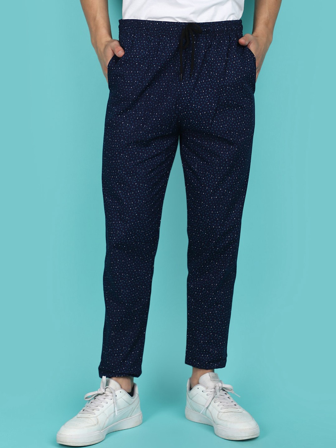 

V-Mart Men Mid Rise Printed Track Pants, Blue
