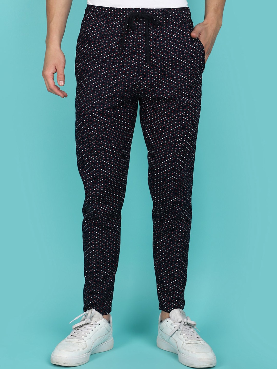 

V-Mart Men Printed Cotton Track Pants, Blue