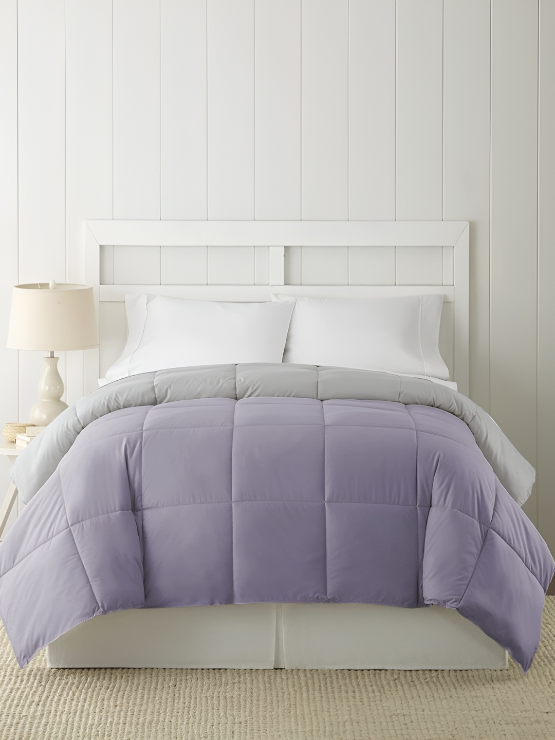 

RF RELAXFEEL Purple & Grey Checked Heavy Winter 150 GSM Double Bed Comforter