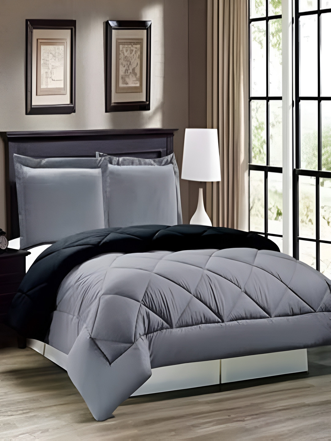 

RF RELAXFEEL Black & Grey Geometric Heavy Winter 233 GSM Single Bed Comforter