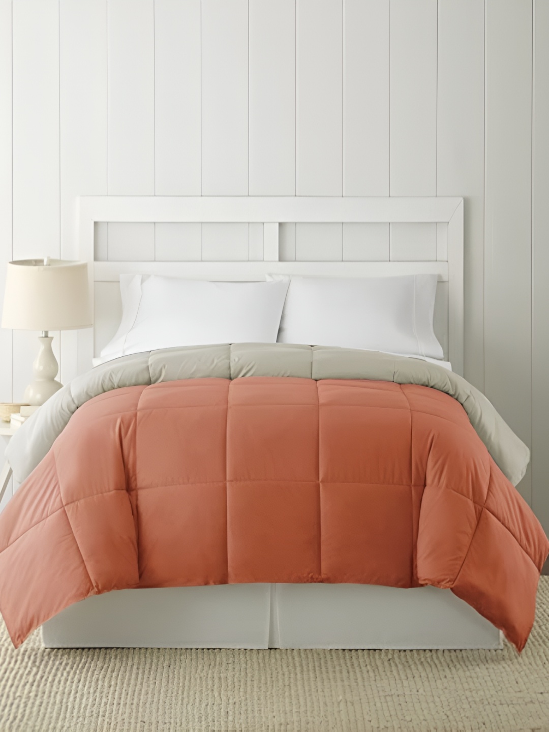 RF RELAXFEEL Orange & Off White Heavy Winter 233 GSM Cotton Single Bed Comforter