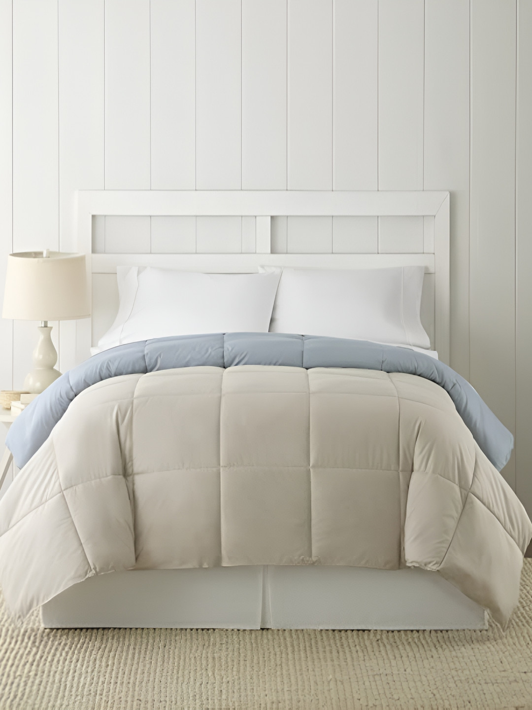 

RF RELAXFEEL Blue & Beige Heavy Winter 233 GSM Single Bed Comforter