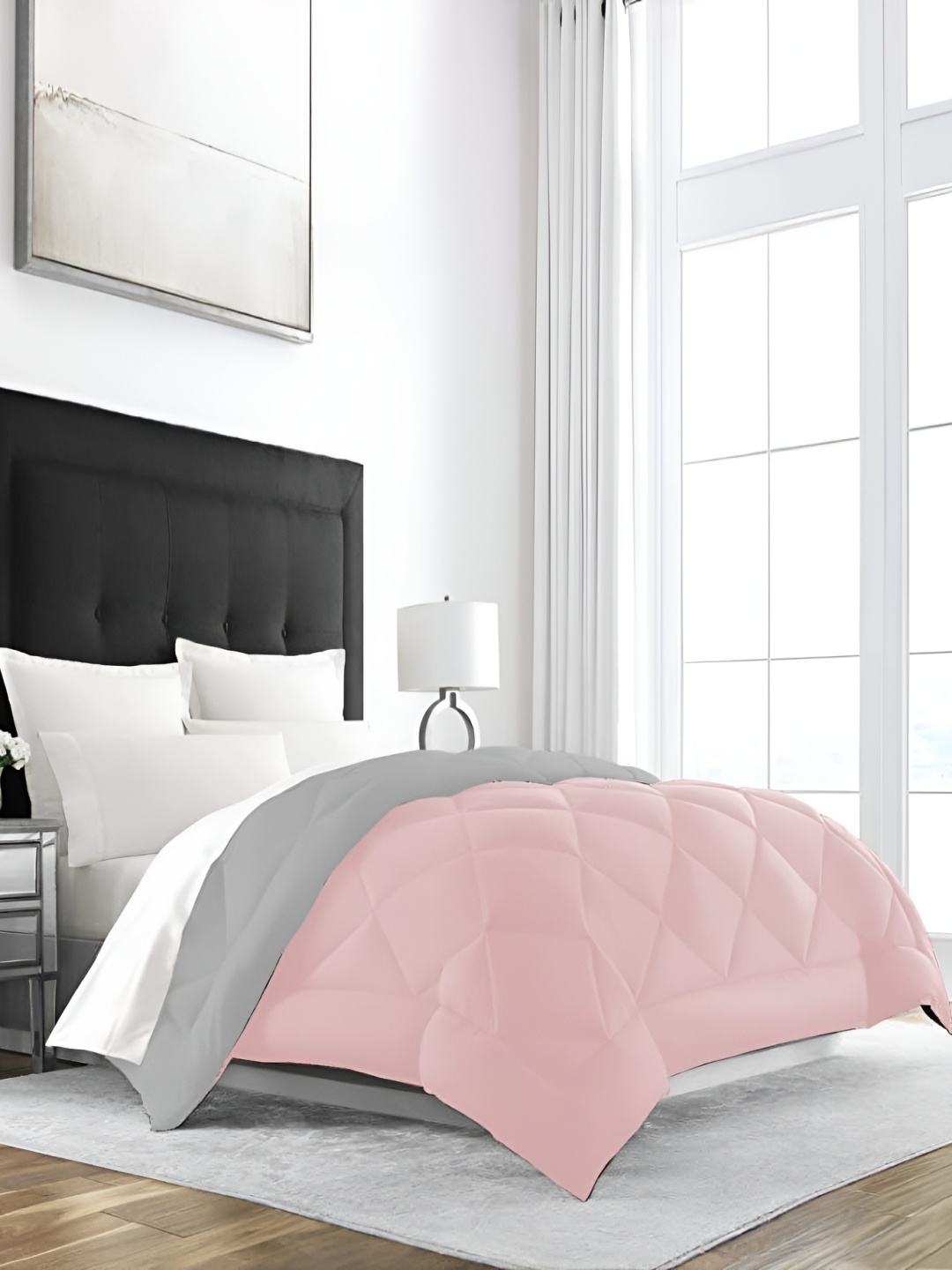 

RF RELAXFEEL Pink & Grey Heavy Winter 233 GSM Double Bed Comforter