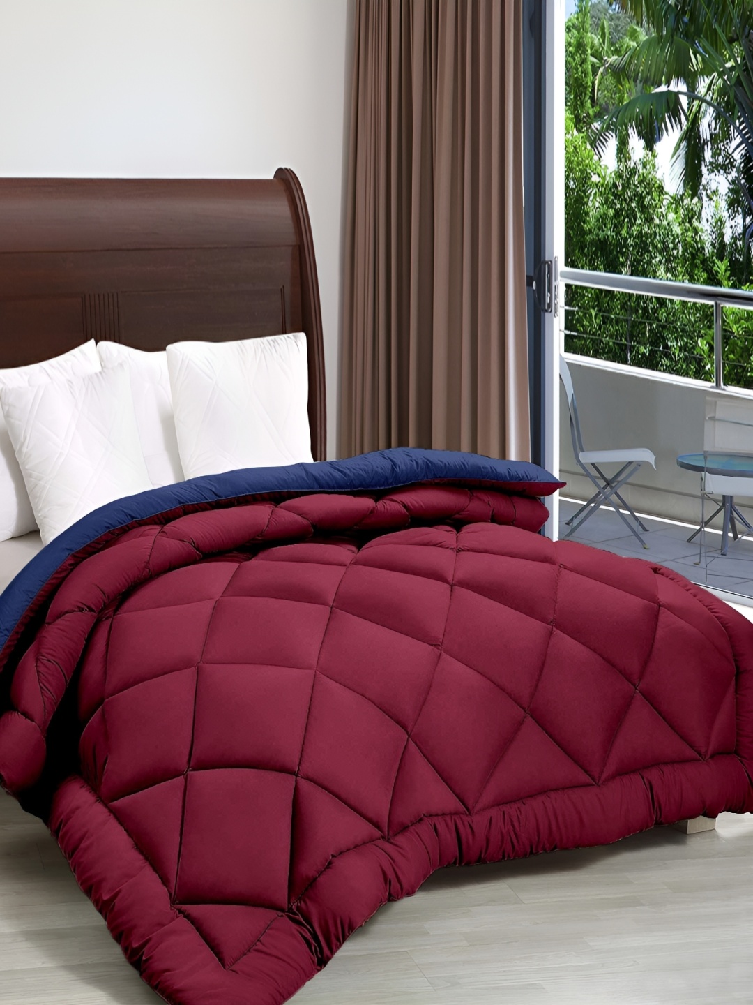 RF RELAXFEEL Maroon & Blue Heavy Winter 233 GSM Double Bed Comforter