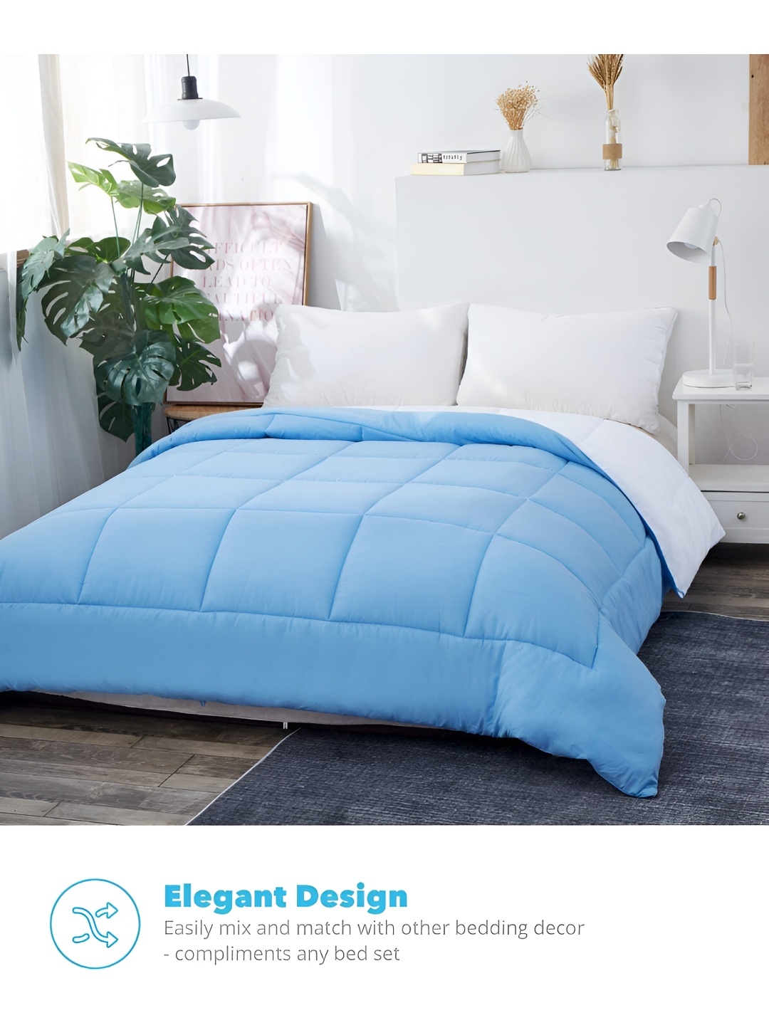 

RF RELAXFEEL Blue & White Heavy Winter 233 GSM Double Bed Comforter