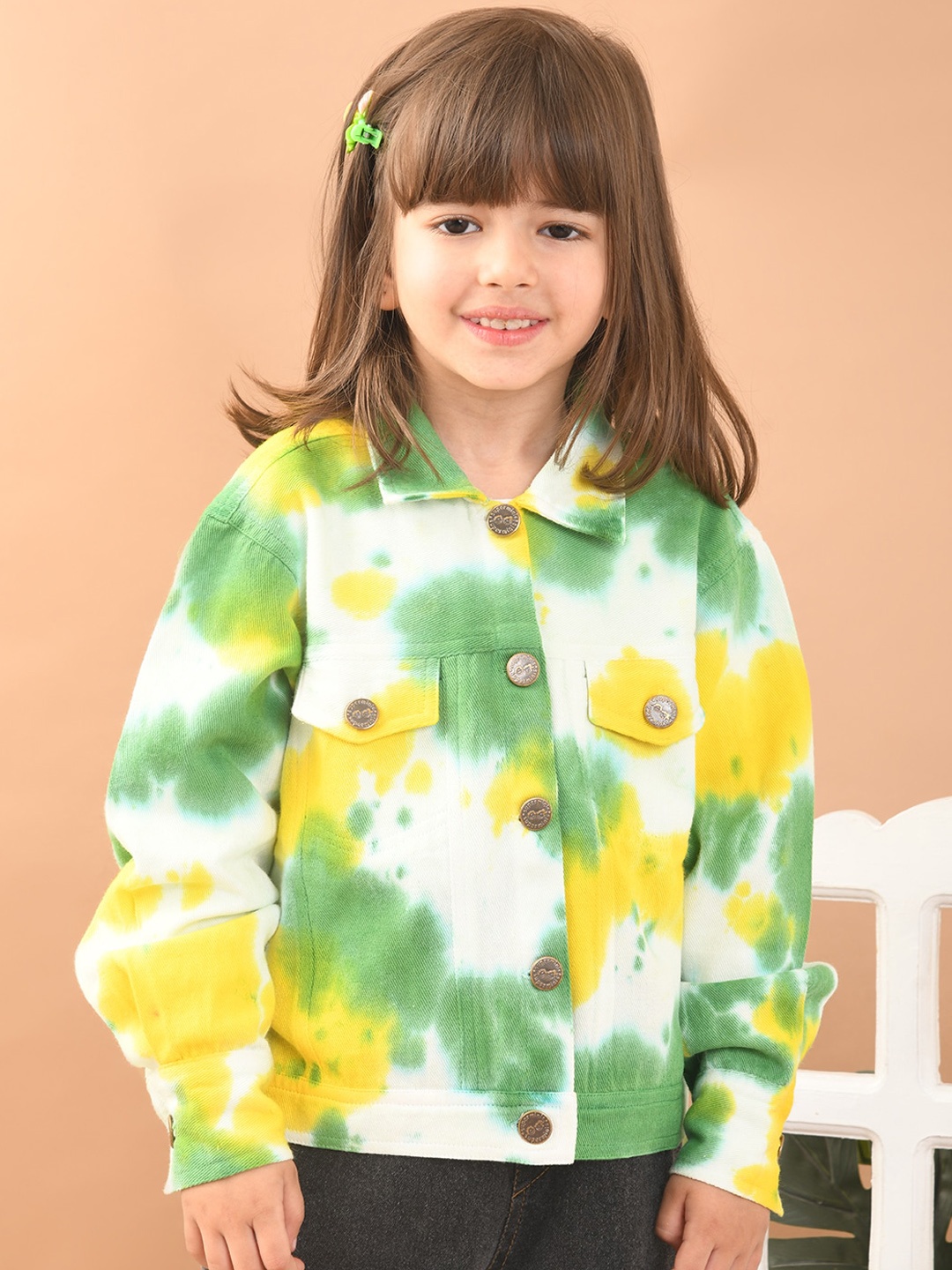

Superminis Girls Tie & Dye Dyed Long Sleeves Denim Jacket, Green
