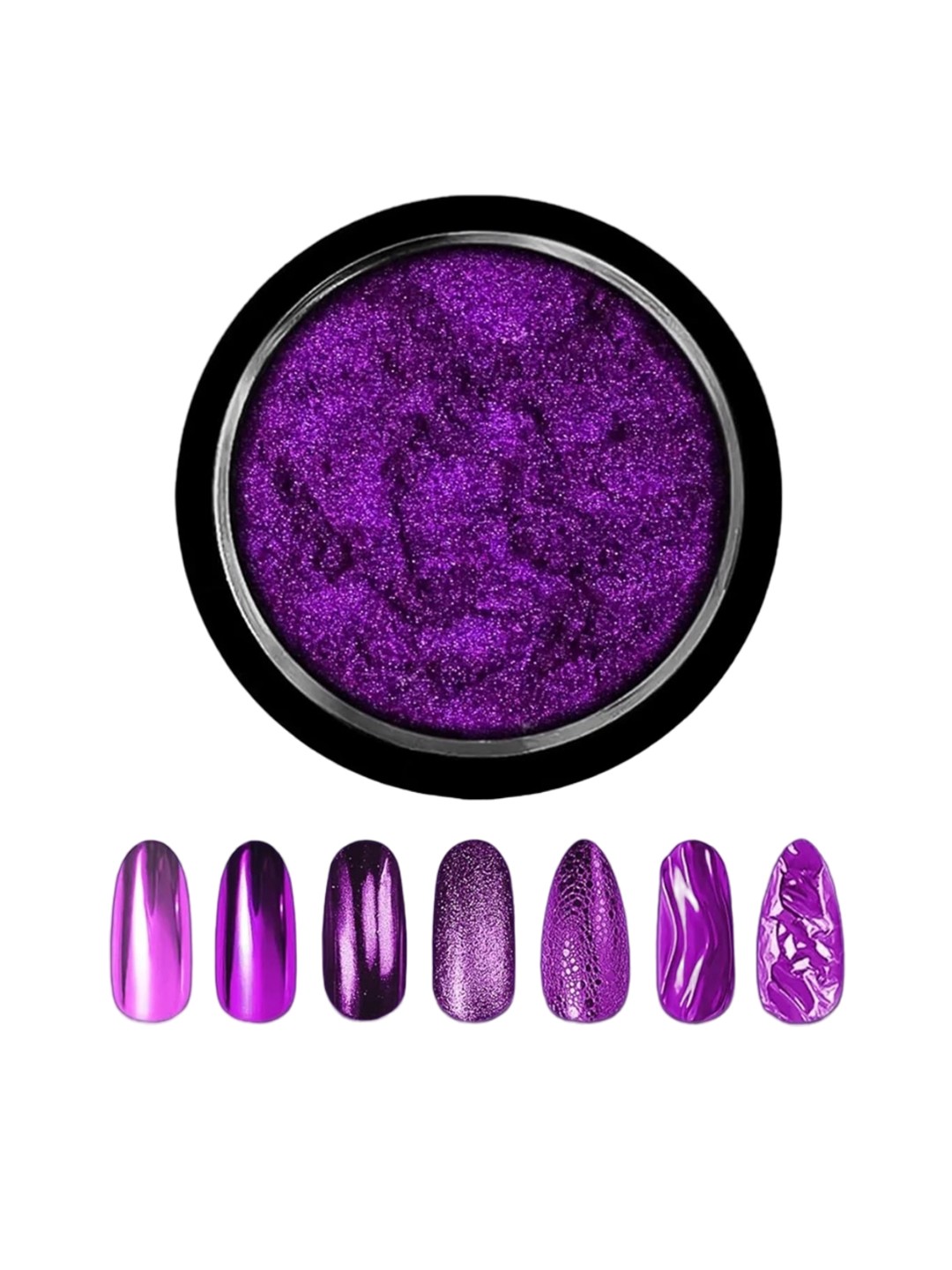 

FEELHIGH Dark Purple Chrome Nail Powder Mirror Effect With Stick, Multi
