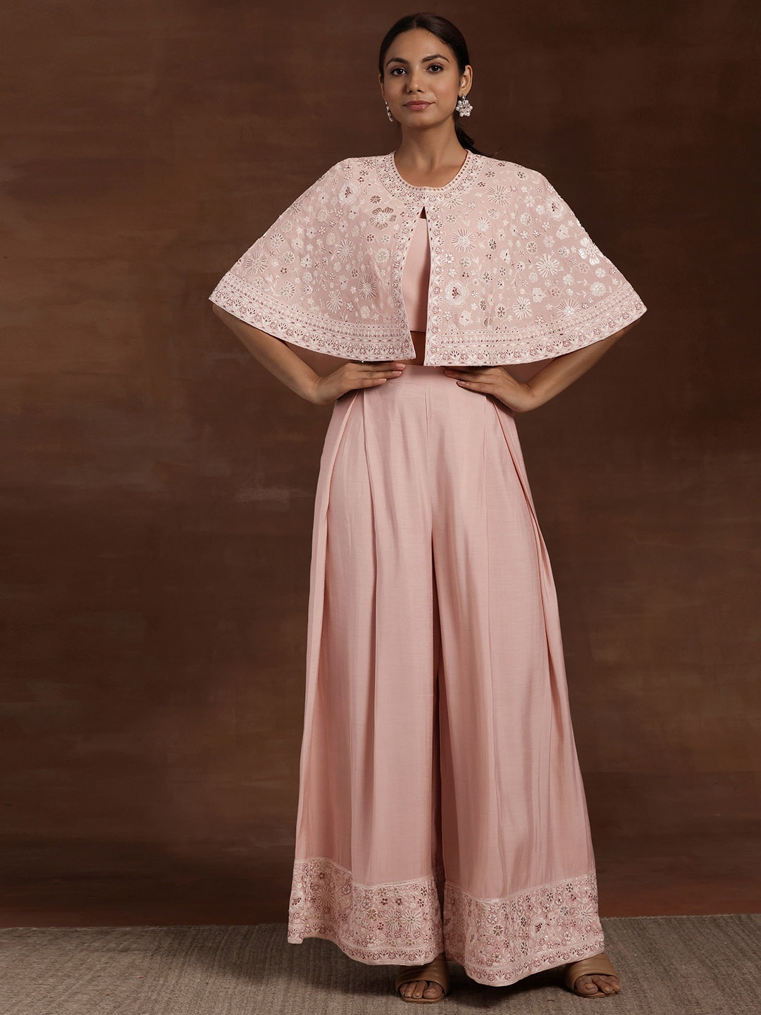

Libas Top, Shrug & Palazzos Ethnic Co-Ords, Pink