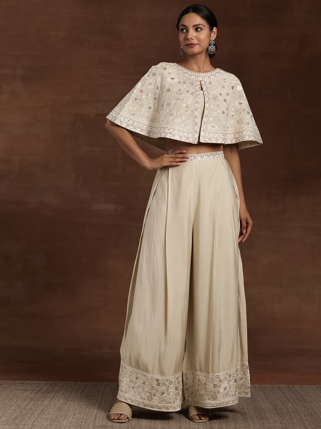

Libas Embroidered Top & Palazzo, Beige