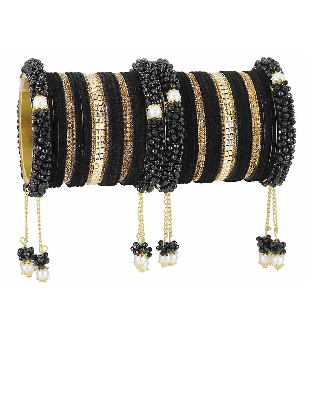 

LAVAZZA Set Of 52 Pearls & Zircon Studded Bangles, Gold