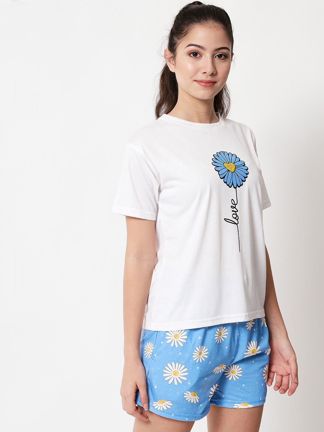 

FFLIRTYGO Graphic Printed Night suit, White