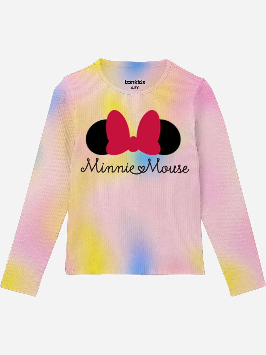 

BONKIDS Girls Typography Printed Applique T-shirt, Multi