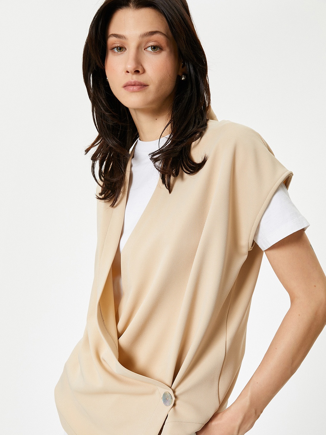 

Koton Extended Sleeves Wrap Top, Beige