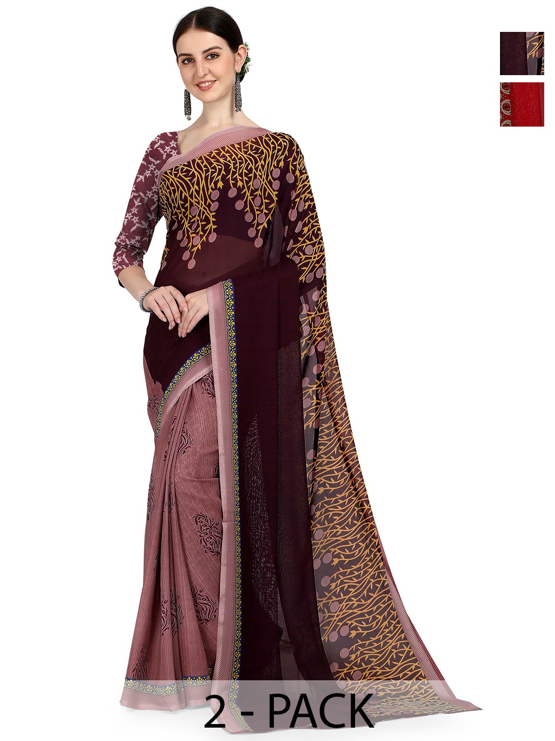 

ANAND SAREES Ethnic Motifs Saree, Brown