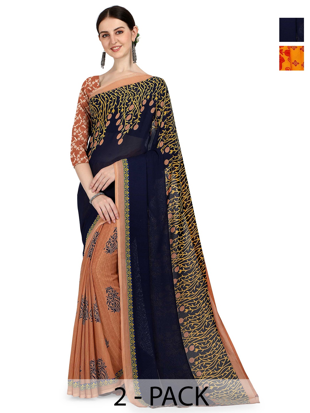 

ANAND SAREES Abstract 2-Pack Saree, Blue