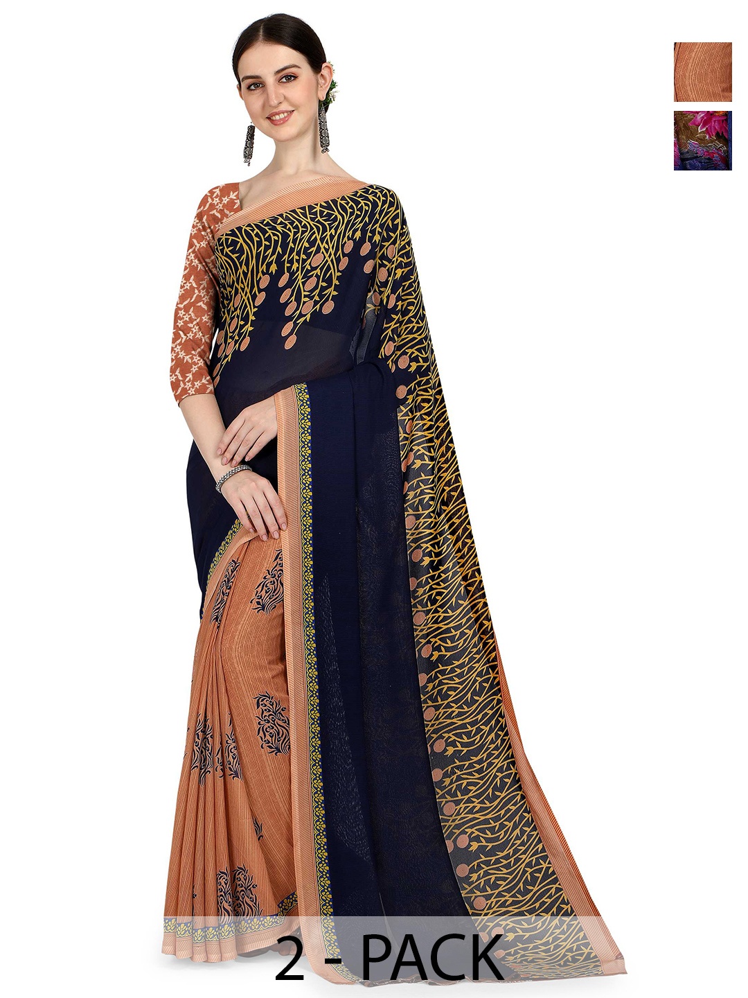 

ANAND SAREES Floral Printed Saree, Blue