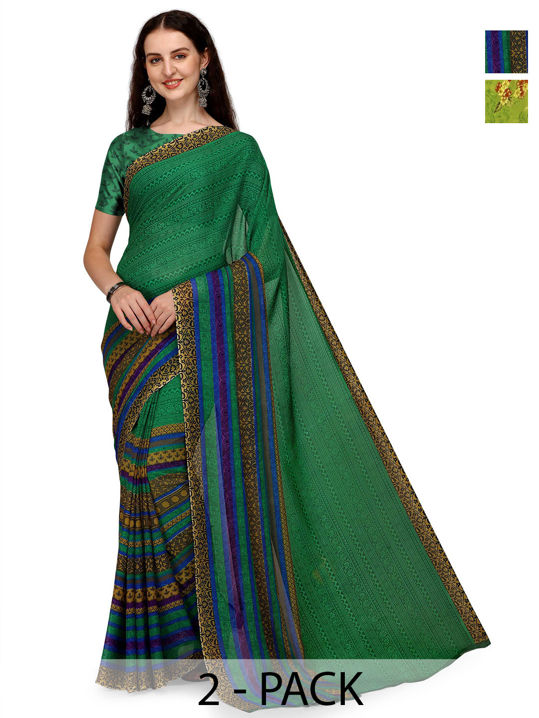 

ANAND SAREES Floral Poly Georgette Saree, Rose