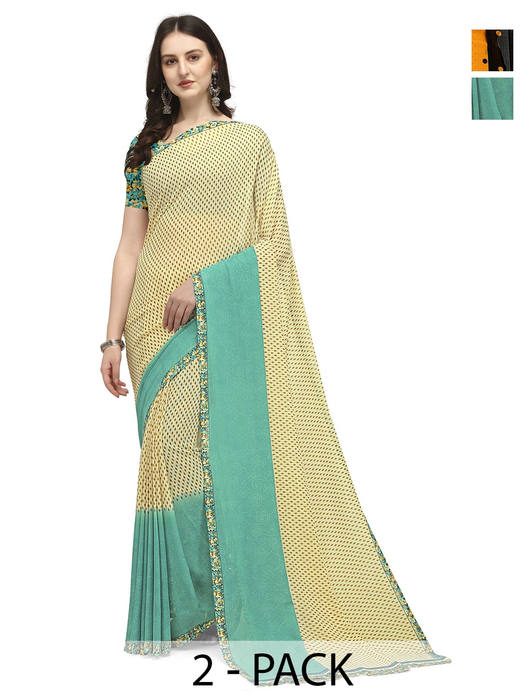 

ANAND SAREES 2 Polka Dots Saree, Yellow