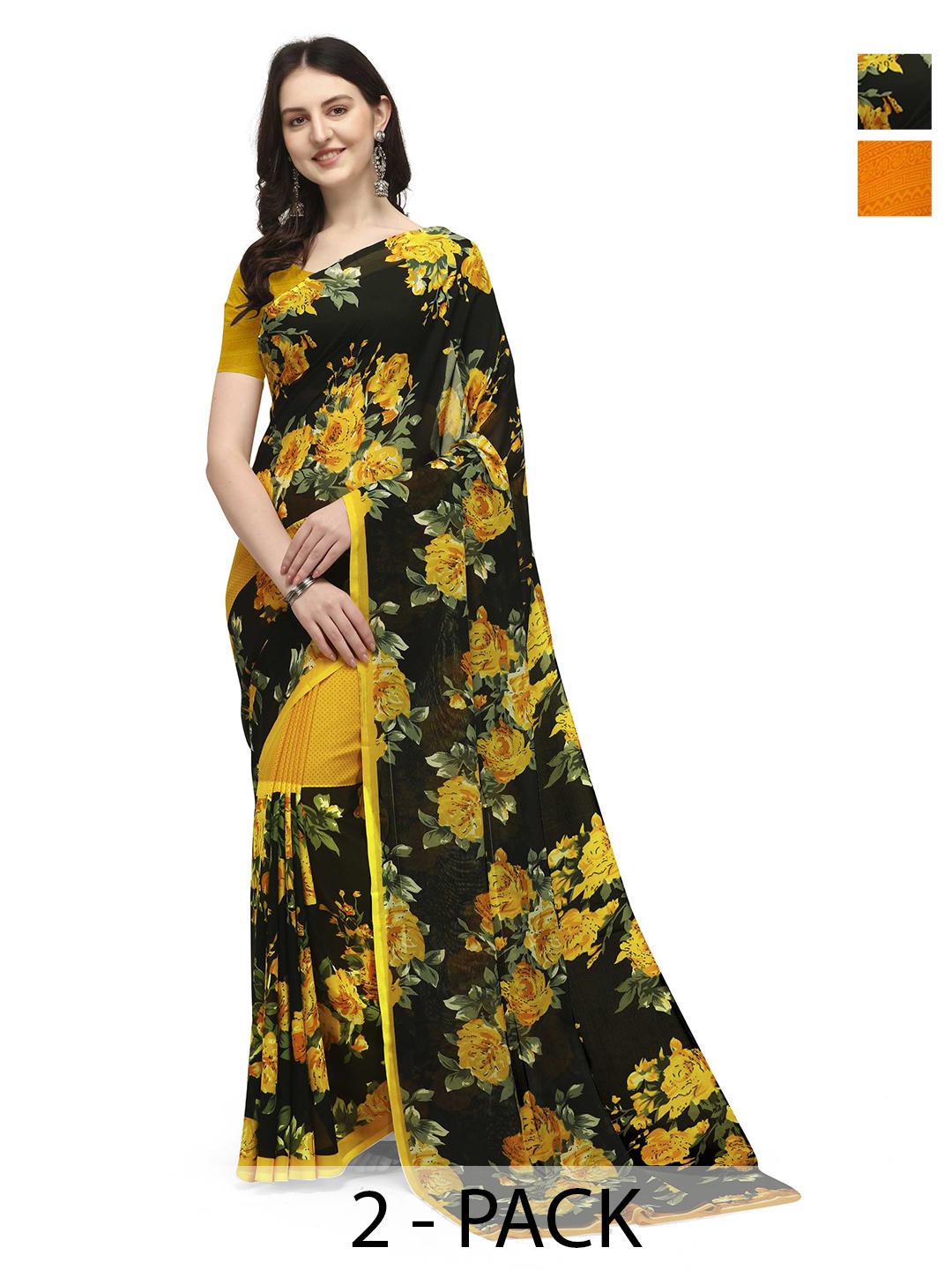 

ANAND SAREES Floral Saree, Black