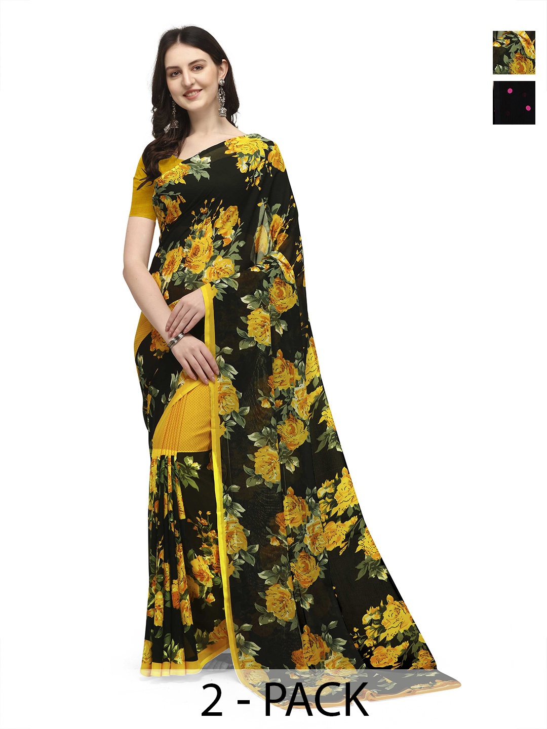 

ANAND SAREES Floral 2-Pack Saree, Pink