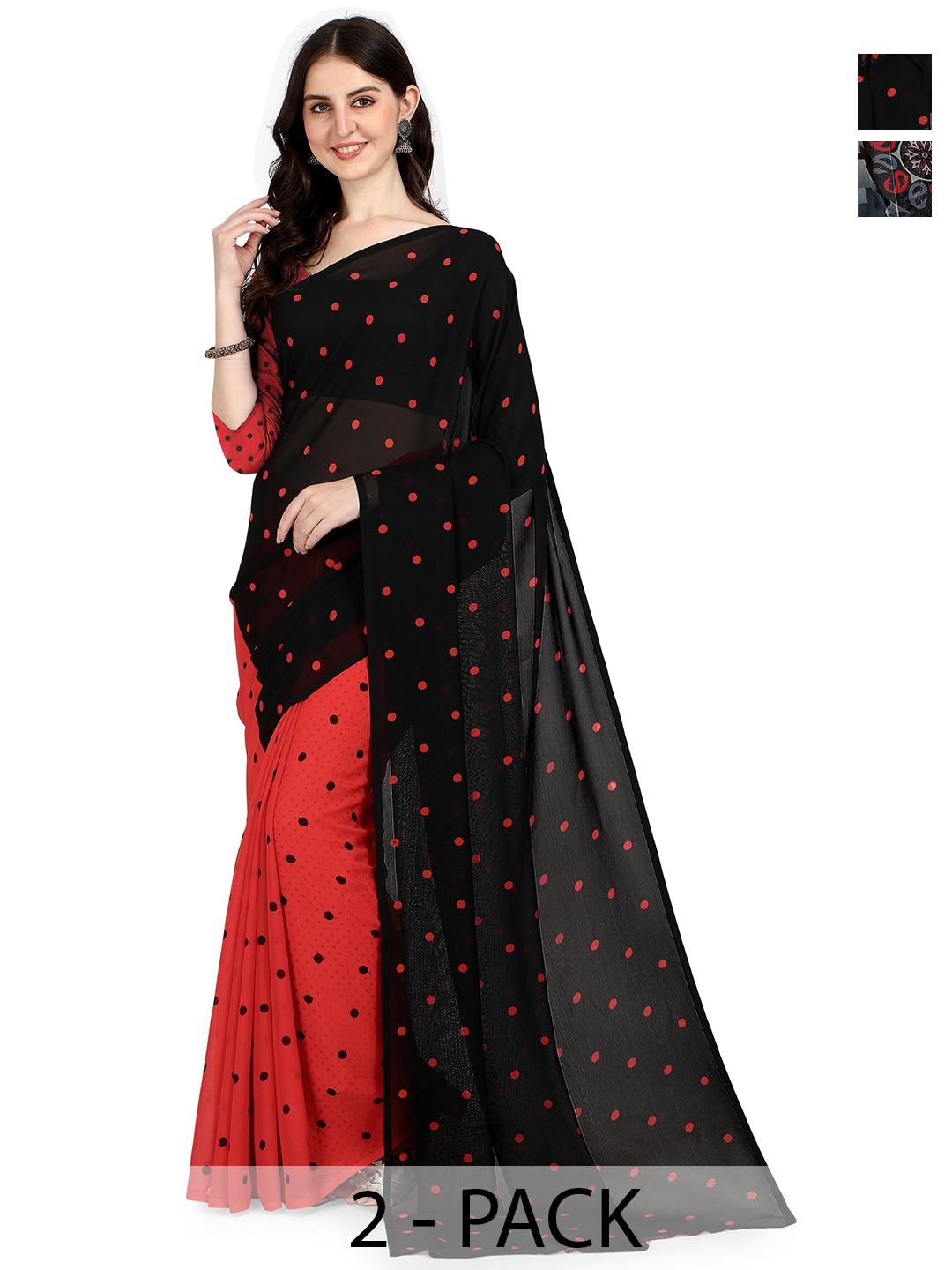 

ANAND SAREES Floral Printed Saree, Black