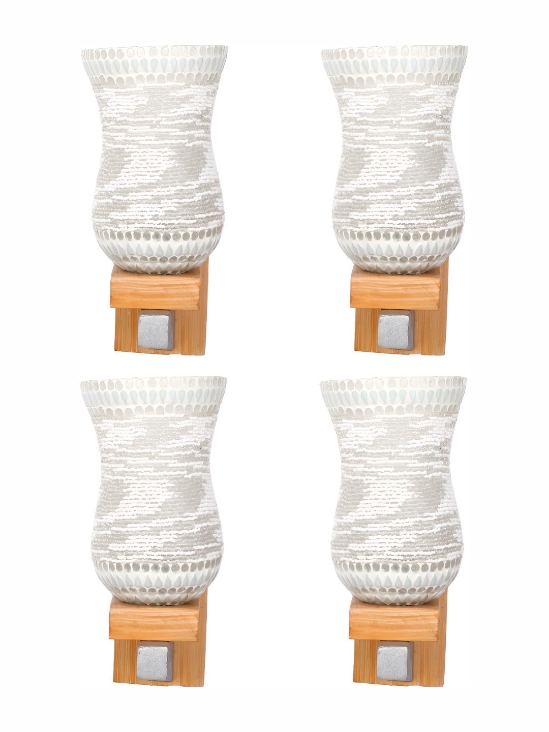 

1ST TIME Beige & Grey 4 Pieces Printed Glass Traditional Wall Lamps
