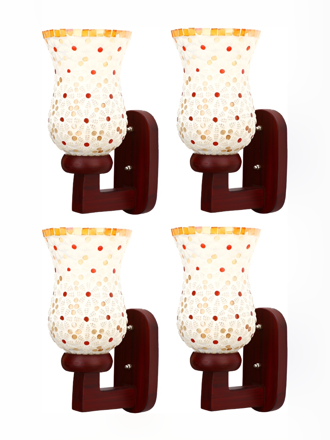 

1ST TIME White & Red 4 Pcs Textured Glass Contemporary Wall Lamp