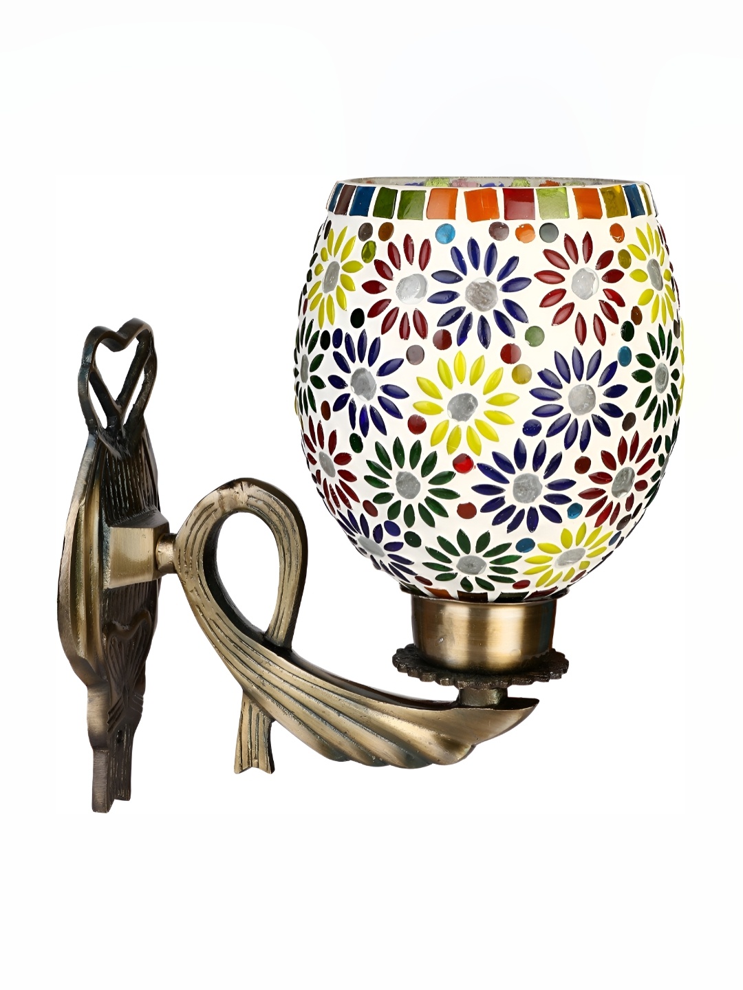 

1ST TIME White & Blue Printed Glass Traditional Bell Shaped Wall Lamp