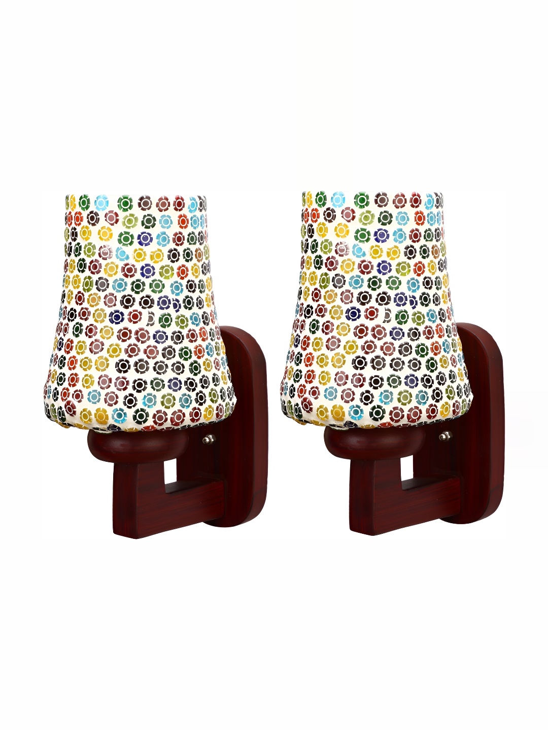 

1ST TIME White & Red 2 Pieces Printed Glass Traditional Cylinder Shaped Wall Lamp