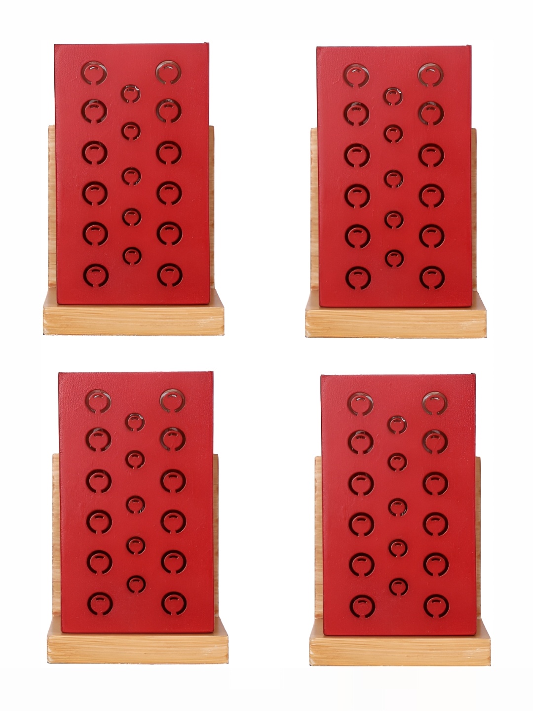

1ST TIME Red & Brown 4 Pieces Textured Rectangle Shaped Wooden Wall Lamps