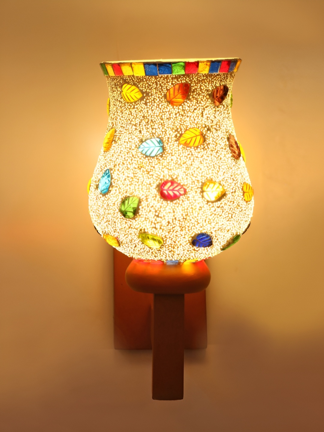 

1ST TIME White & Red Textured Glass Traditional Wall Lamp