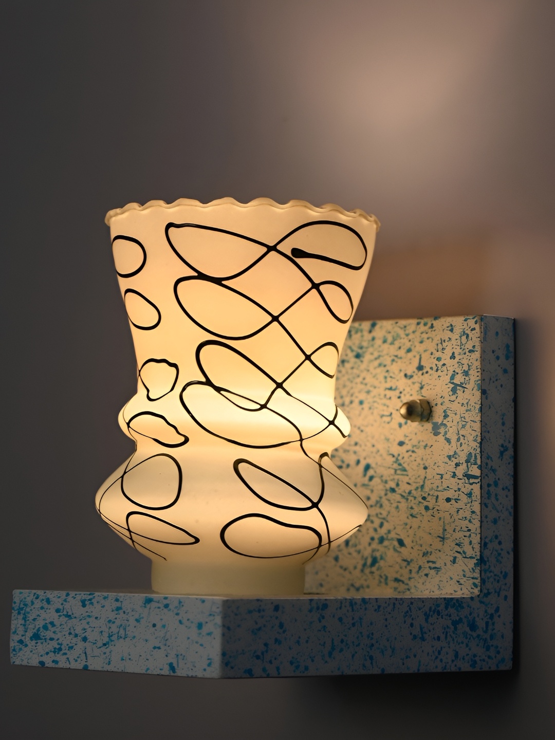 

1ST TIME Black & White Printed Abstract Shaped Glass Wall Lamp