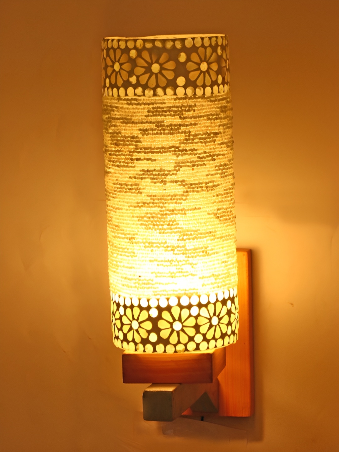 

1ST TIME White & Brown Printed Glass Traditional Spherical Shaped Wall Lamp