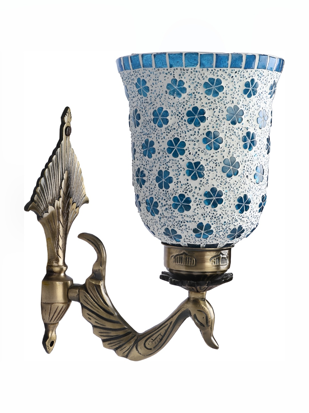 

1ST TIME Blue & White Textured Glass Traditional Wall Lamp