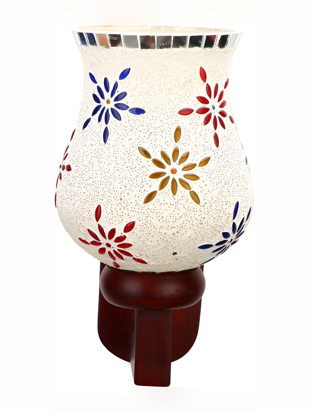 

1ST TIME White & Blue Textured Glass Traditional Wall Lamp