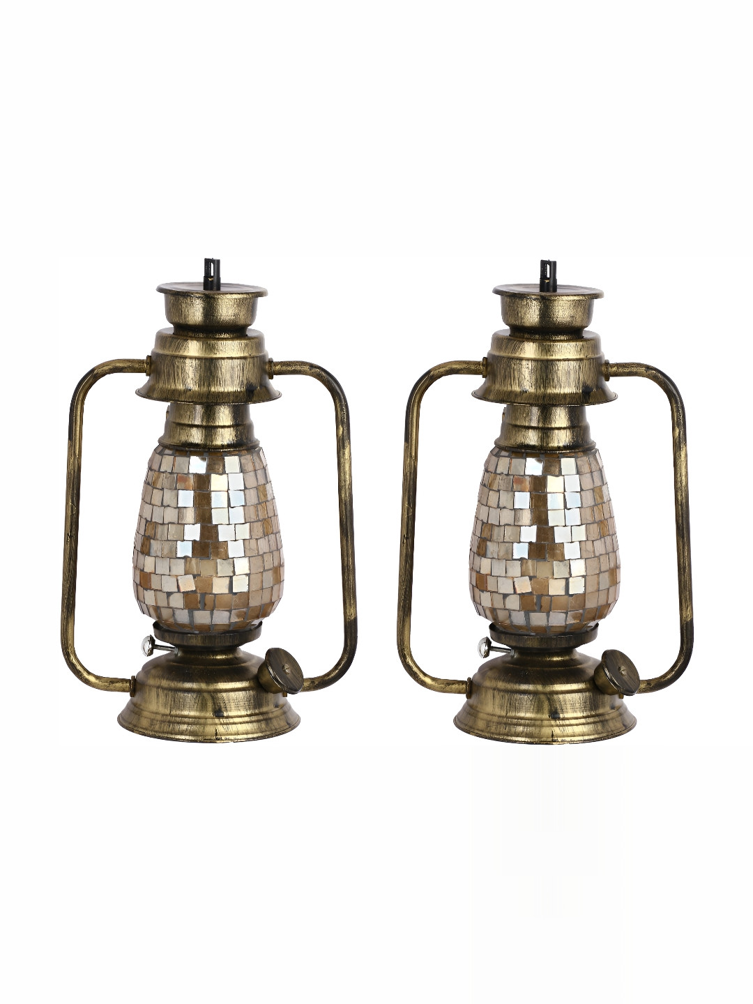 

1ST TIME Gold-Toned & Grey 2 Pieces Textured Glass Traditional Abstract Shaped Wall Lamps