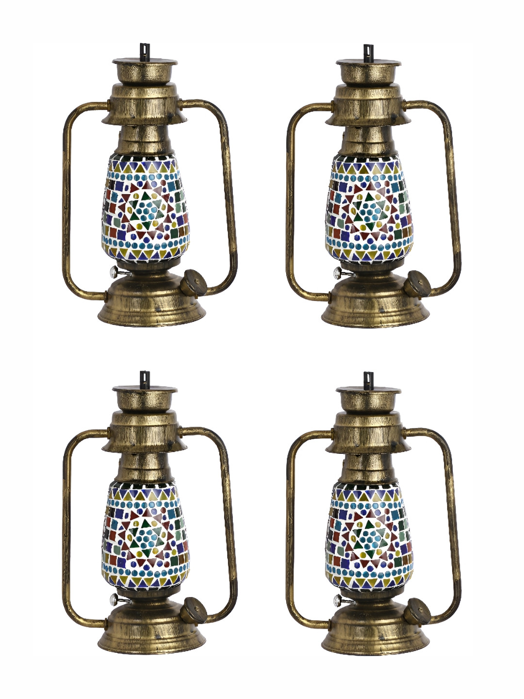 

1ST TIME White & Blue 4 Pieces Textured Abstract Shaped Glass Wall Lamps