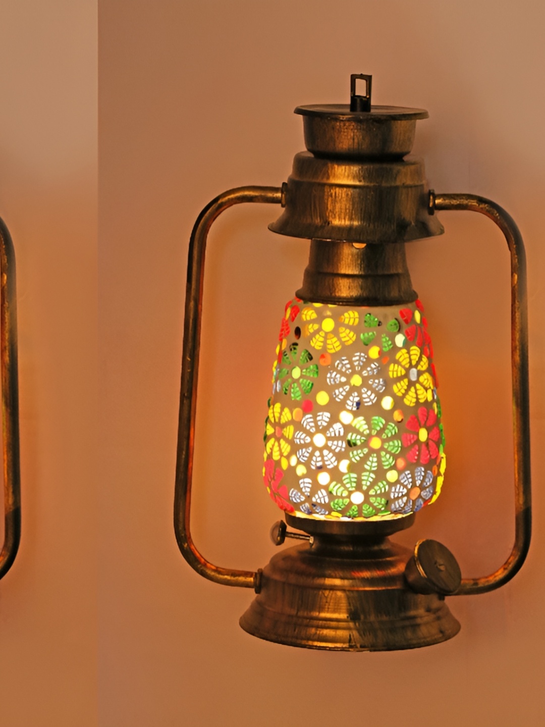 

1ST TIME White & Red Printed Glass Traditional Abstract Shaped Shaped Wall Lamp