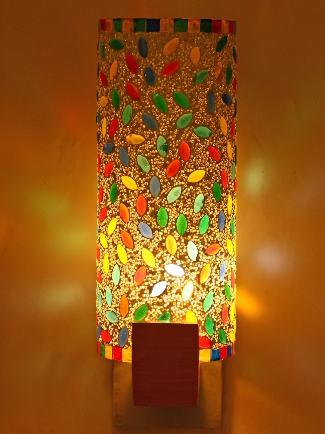 

1ST TIME White & Red Textured Glass Traditional Cylinder Shaped Wall Lamp