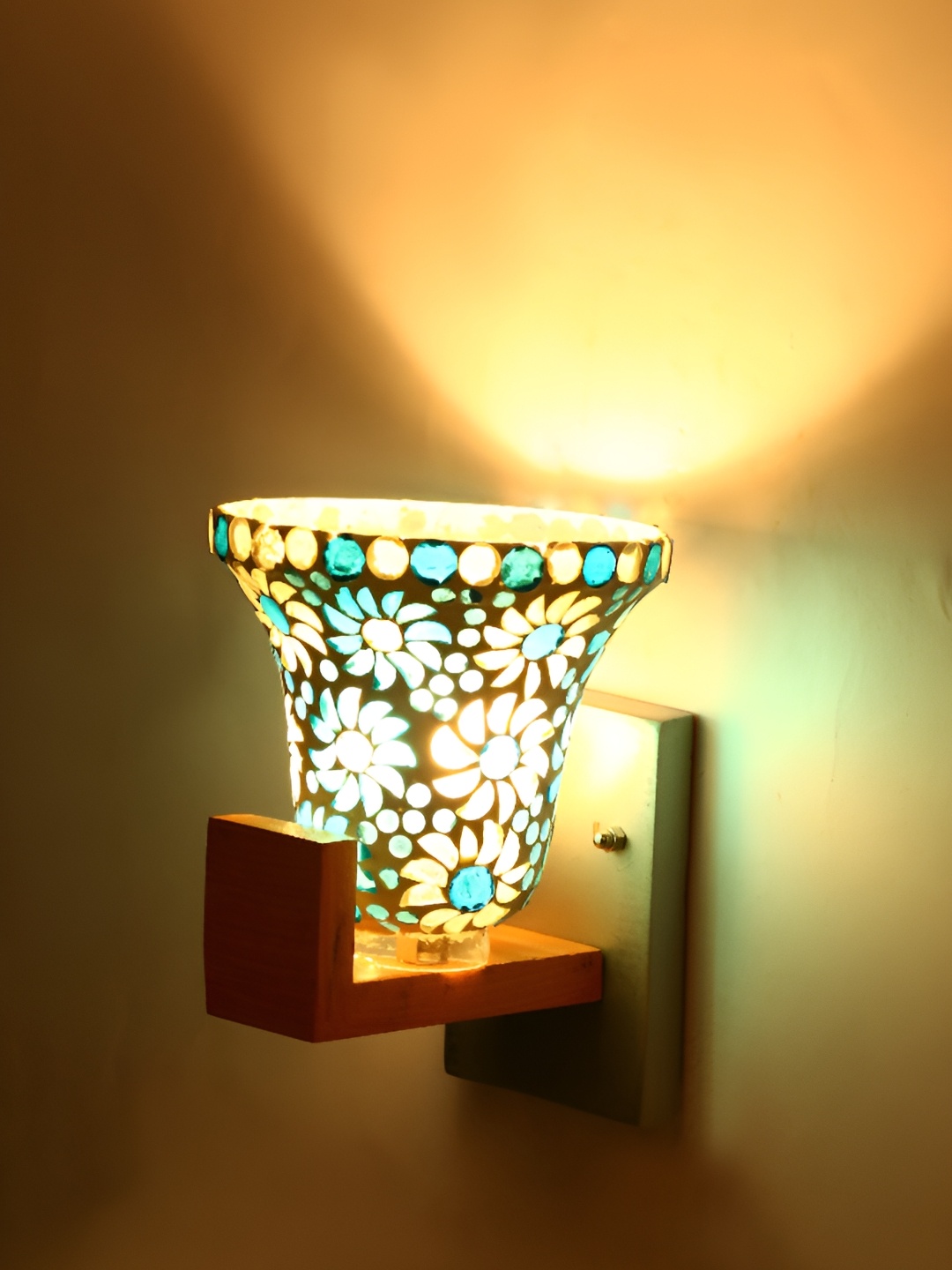 

1ST TIME White & Blue Textured Glass Traditional Abstract Shaped Shaped Wall Lamp