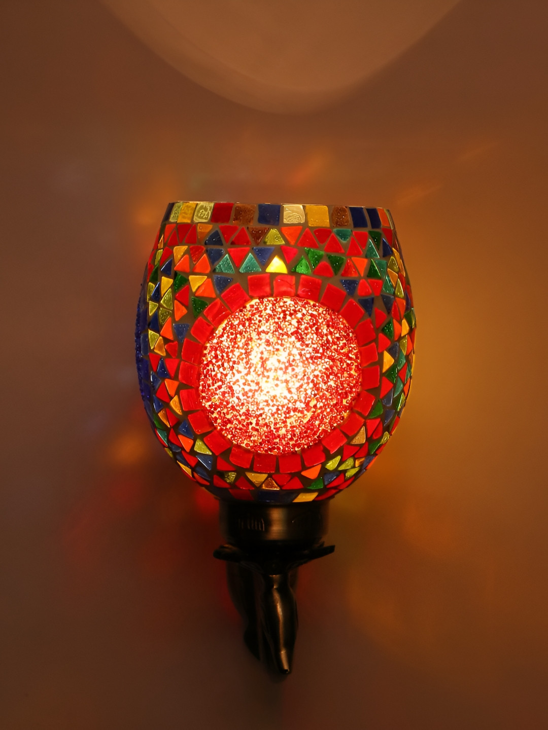 

1ST TIME White & Red Textured Glass Traditional Wall Lamp