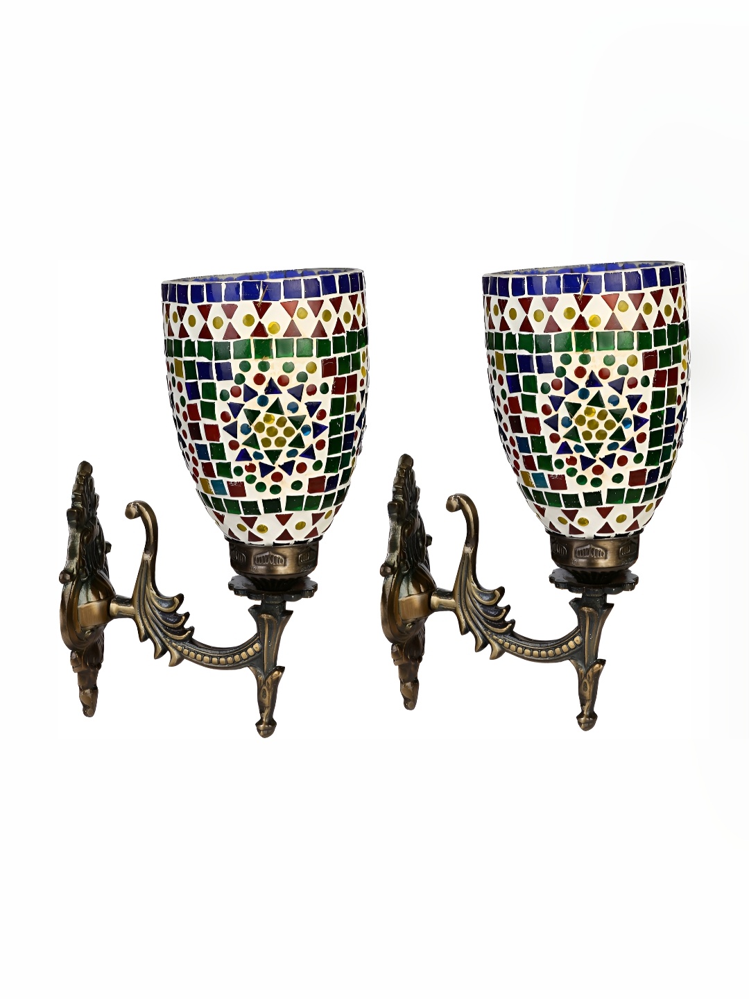 

1ST TIME White & Blue 2 Pieces Textured Glass Traditional Wall Lamp
