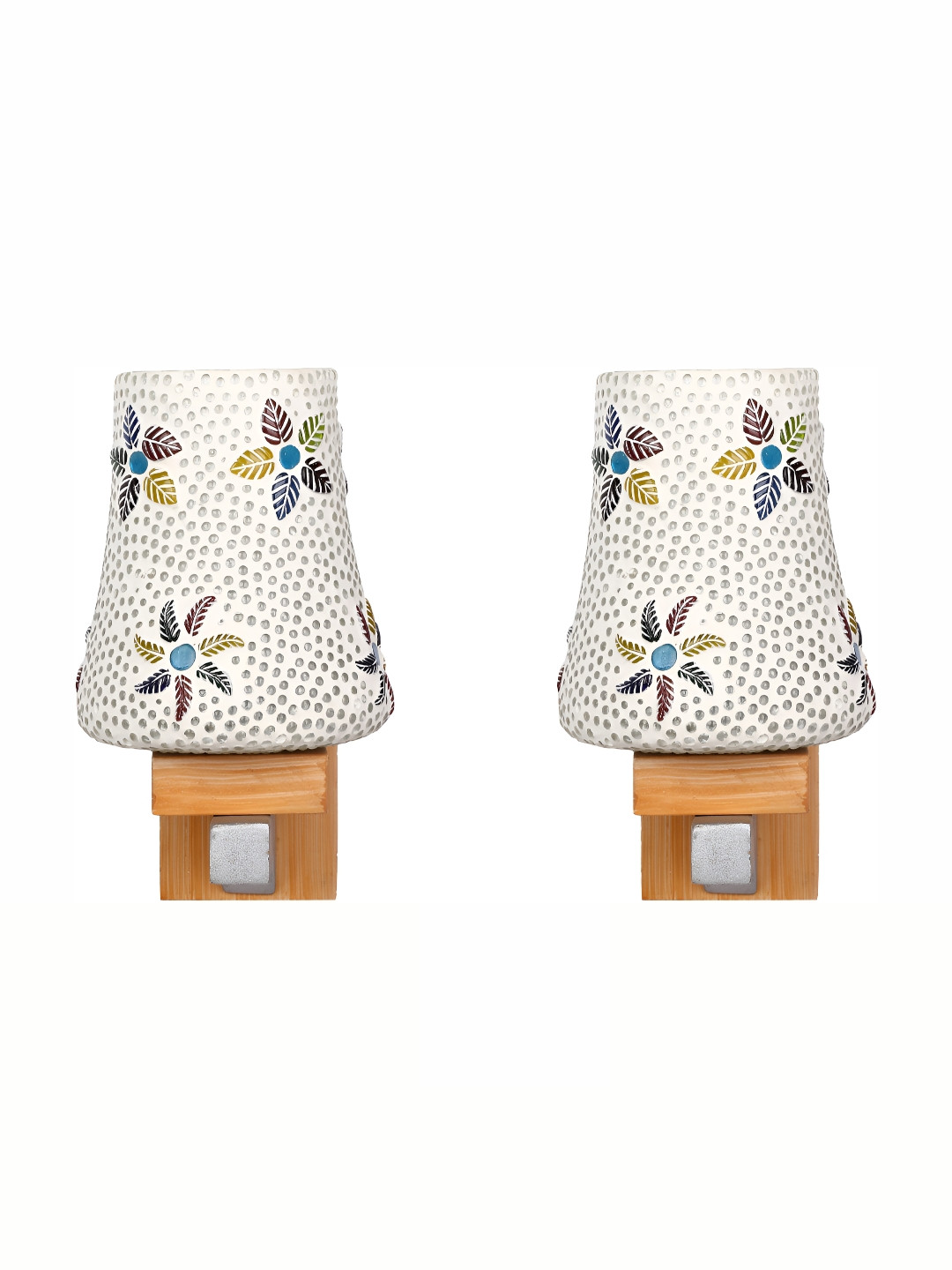 

1ST TIME White & Brown 2 Pieces Textured Glass Contemporary Wall Lamp